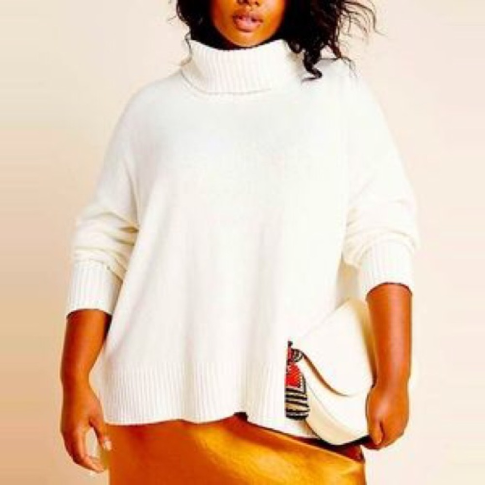 Anthro plus Blair turtle neck sweater ivory